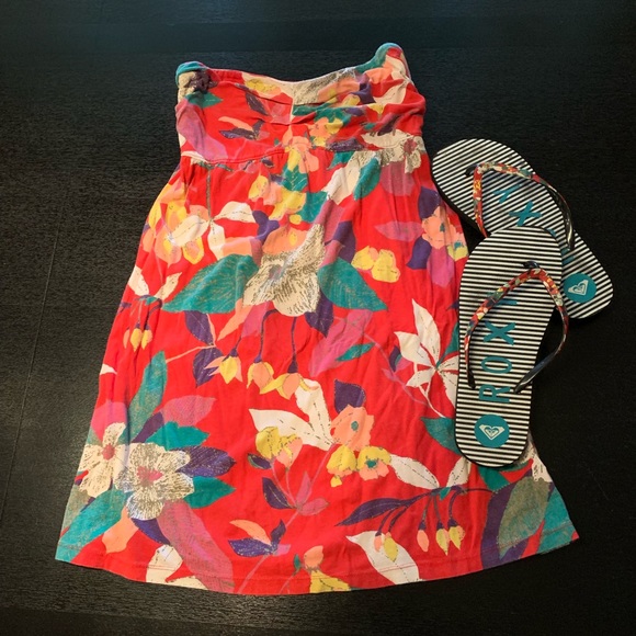 Roxy Sundress coverup and matching flip flops - Picture 1 of 6